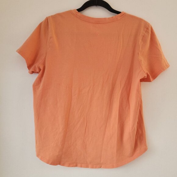 Lululemon Orange Short Sleeve Athletic Shirt Stretch Activewear Women's 10 - Picture 2 of 4